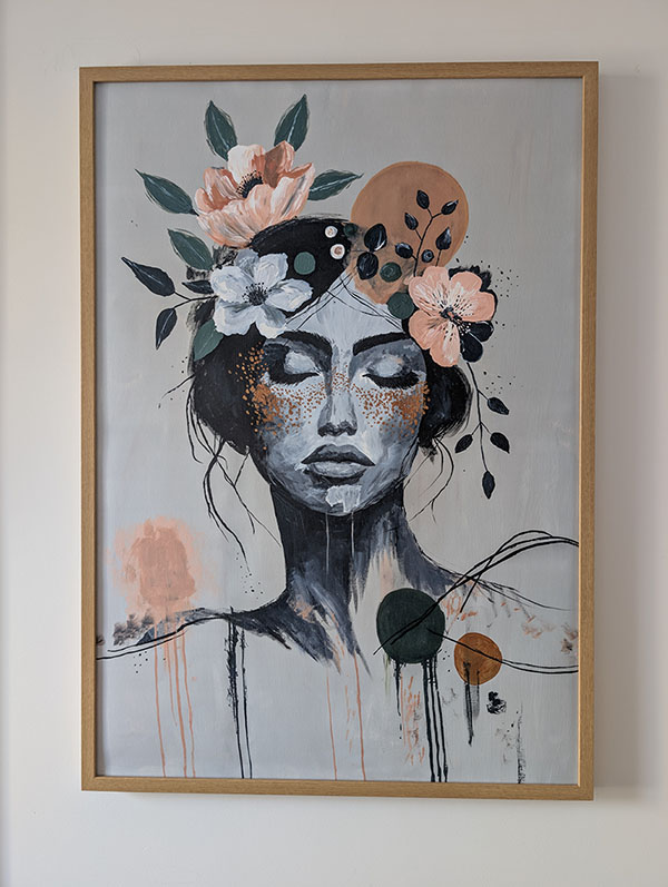 plakat kobieta i kwiaty